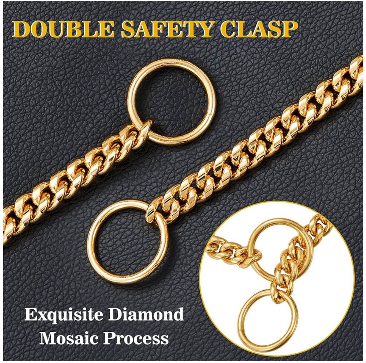Luxury 18k Gold Cuban Link Dog Chain Collar – Stainless Steel Buckle – Hundsport