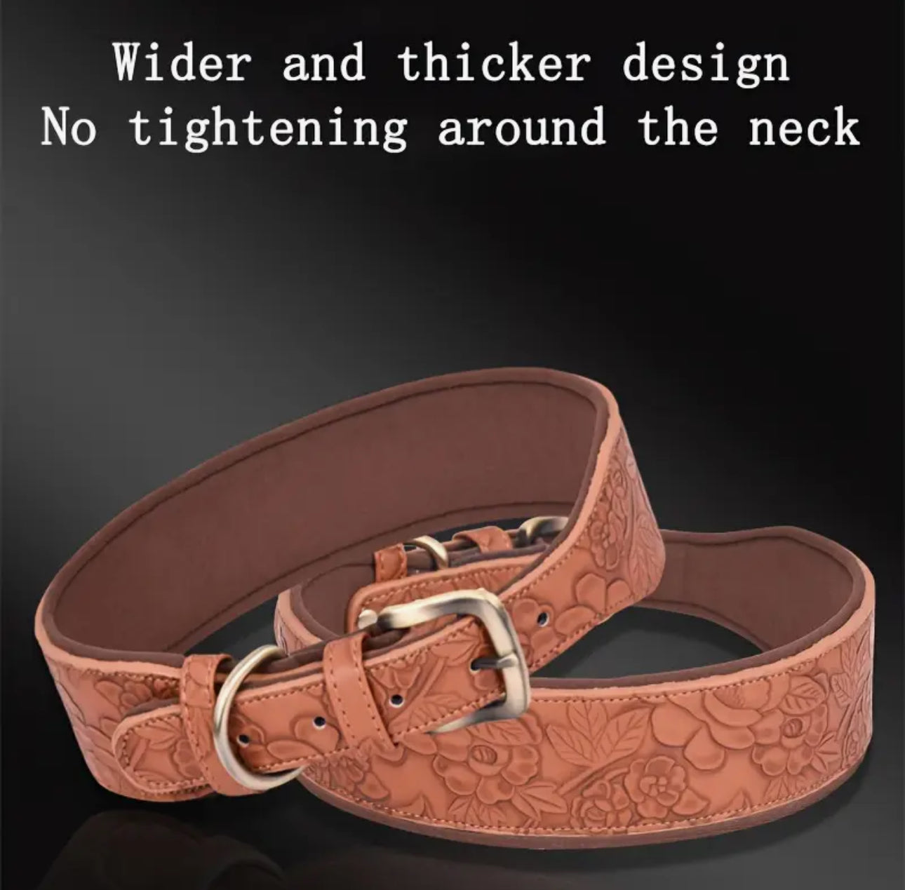 Embossed leather floral print collar
